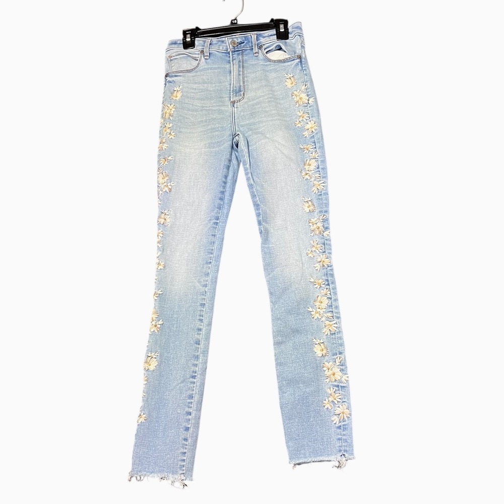 Abercrombie & Fitch High Rise Super Skinny Ankle Jeans 26/2 Floral Embroidered - Picture 2 of 16